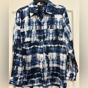INC International Concepts Blue and White Button Down Shirt